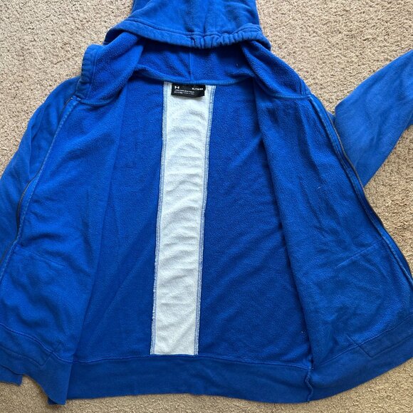 Under Armour Sweatshirt Mens XL Hoodie Full Zip UA Blue Pockets - Picture 3 of 11
